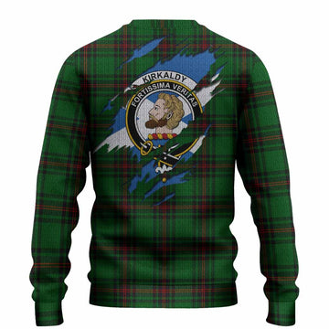 Kirkaldy Clan Crest In Me Tartan Knitted Sweater Scotland Flag Style