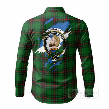 Kirkaldy Clan Crest In Me Tartan Long Sleeve Button Shirts Scotland Flag Style