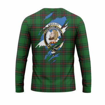 Kirkaldy Clan Crest In Me Tartan Long Sleeve T-Shirt Scotland Flag Style