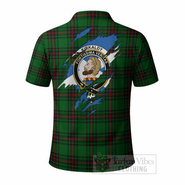 Kirkaldy Clan Crest In Me Tartan Polo Shirt Scotland Flag Style