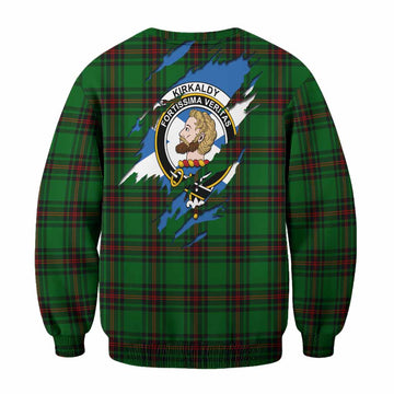 Kirkaldy Clan Crest In Me Tartan Sweatshirt Scotland Flag Style
