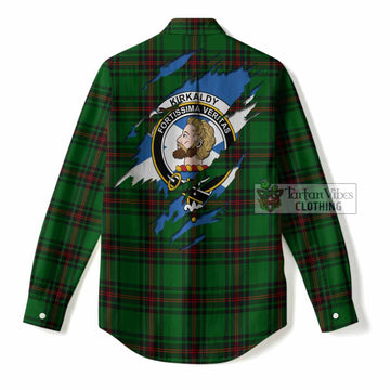 Kirkaldy Clan Crest In Me Tartan Women Casual Shirt Scotland Flag Style
