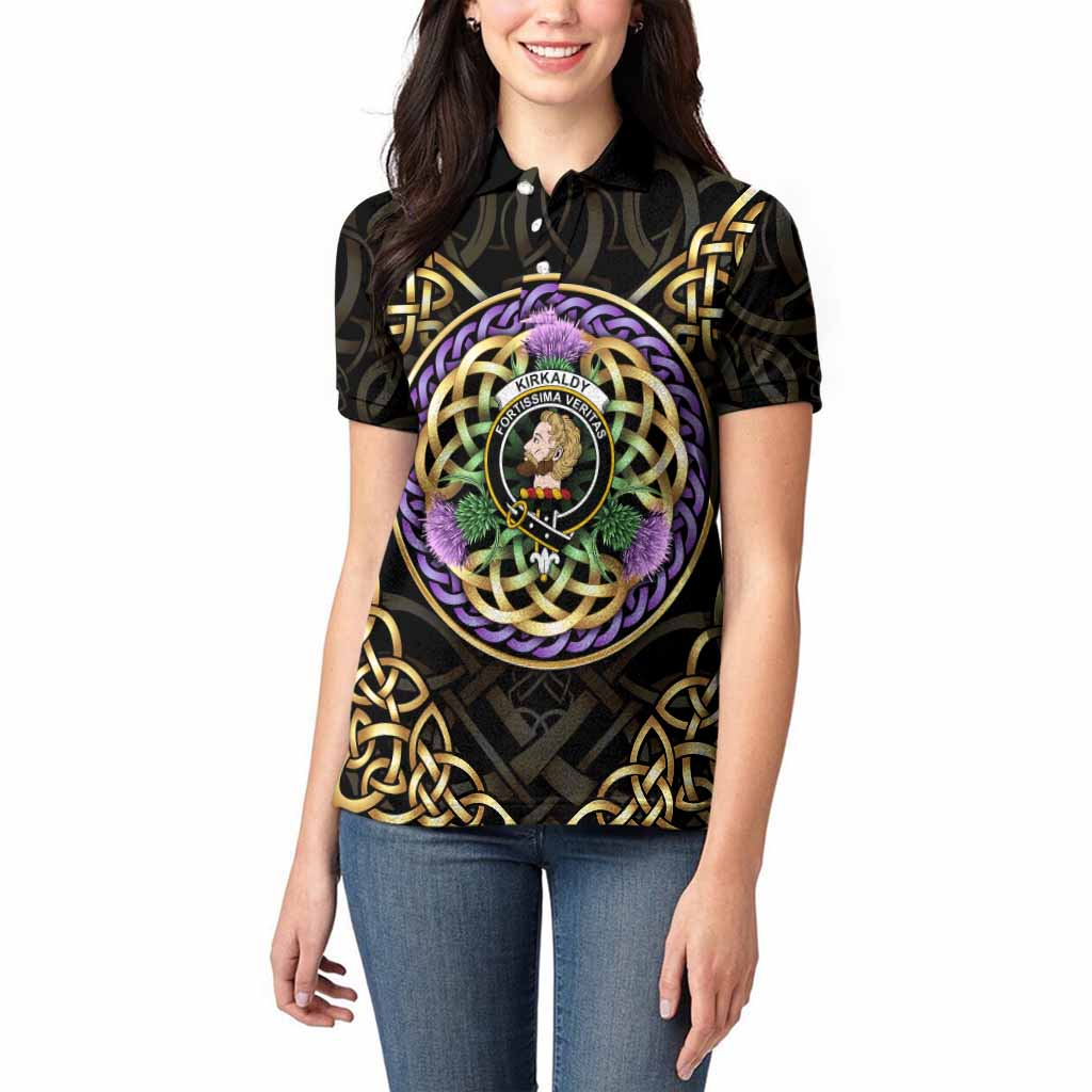 Kirkaldy Clan Crest Women Polo Shirt Celtic Scottish Thistle