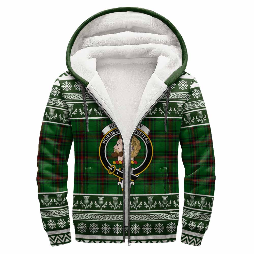 Kirkaldy Clan Tartan Christmas Fleece Hoodie with Family Crest - Tartan Vibes Clothing