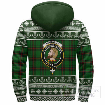 Kirkaldy Clan Tartan Christmas Fleece Hoodie with Family Crest