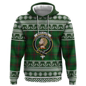 Kirkaldy Clan Tartan Christmas Hoodie with Family Crest