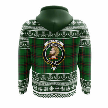 Kirkaldy Clan Tartan Christmas Hoodie with Family Crest
