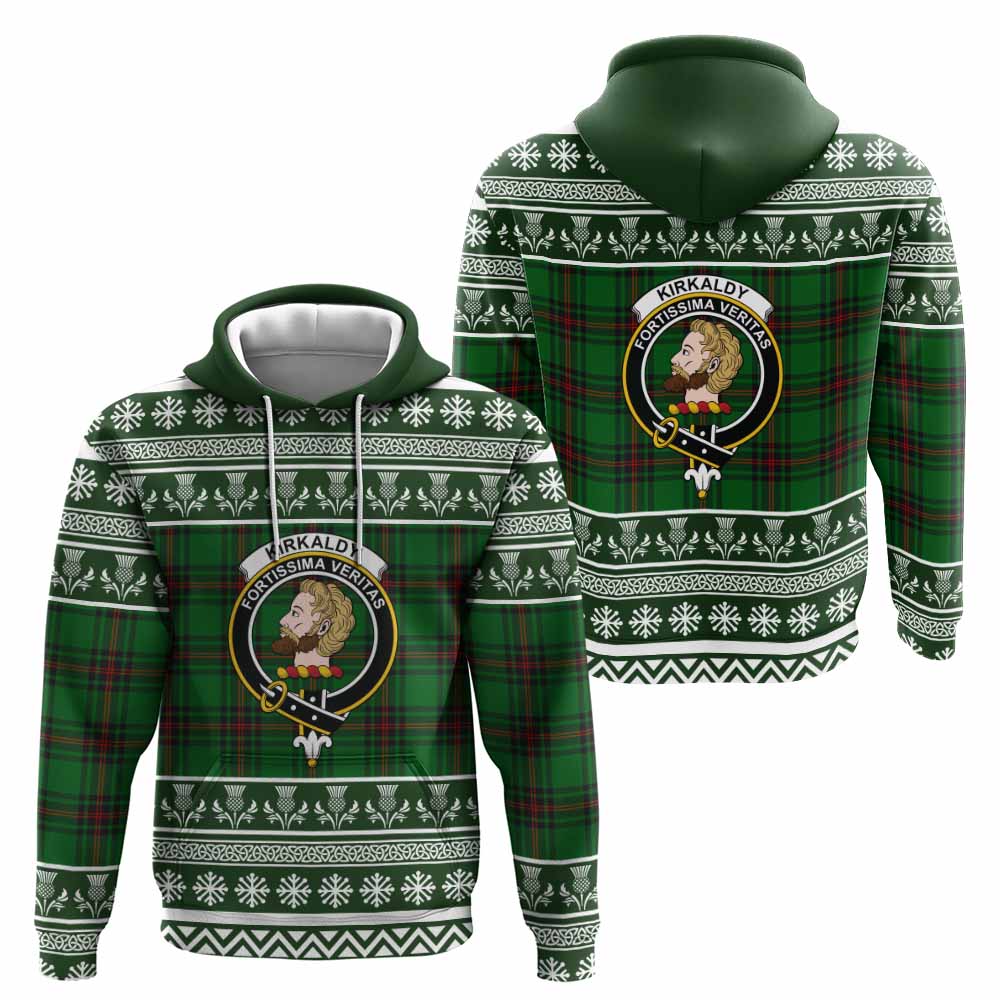 Kirkaldy Clan Tartan Christmas Hoodie with Family Crest - Tartan Vibes Clothing