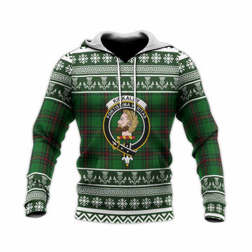 Kirkaldy Clan Tartan Christmas Knitted Hoodie with Family Crest