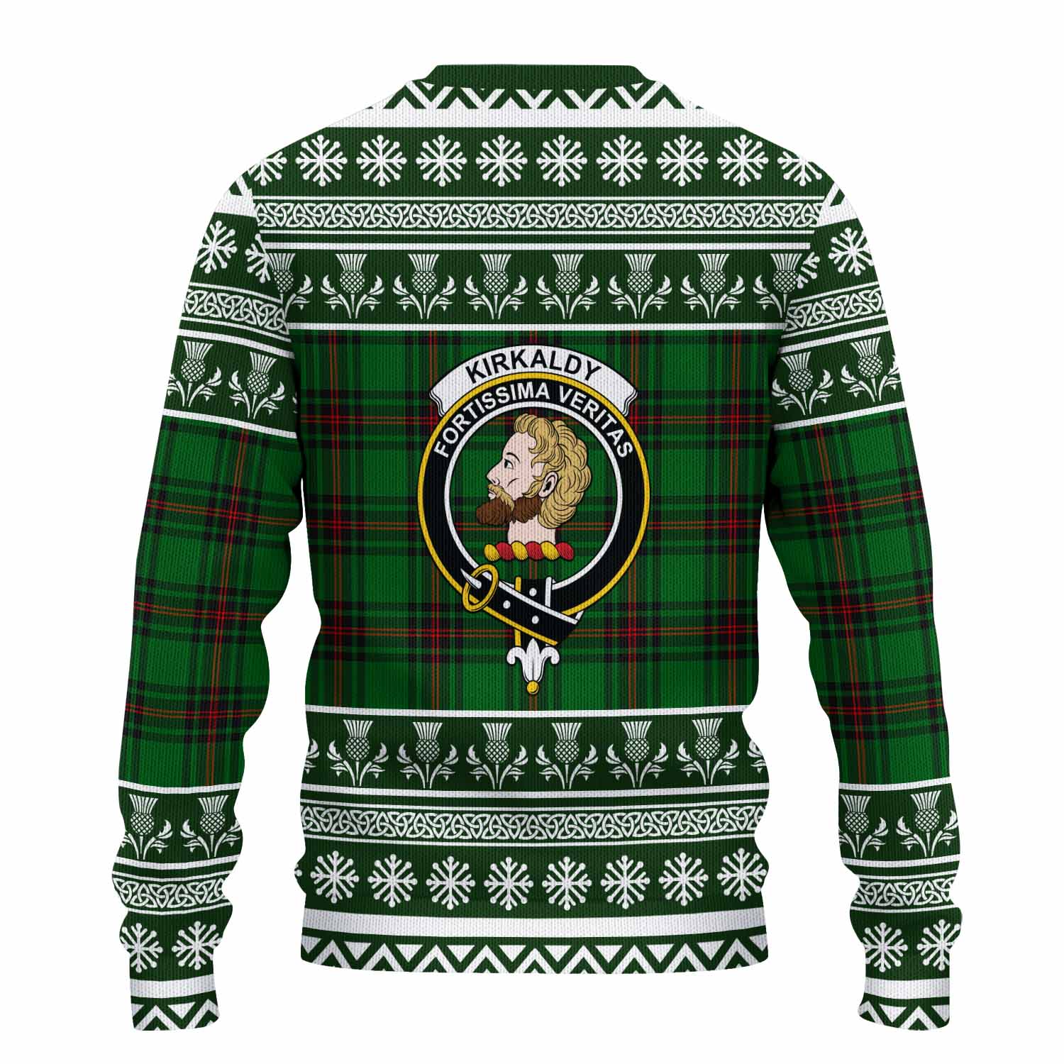 Kirkaldy Clan Tartan Christmas Ugly Sweater with Family Crest - Tartan Vibes Clothing
