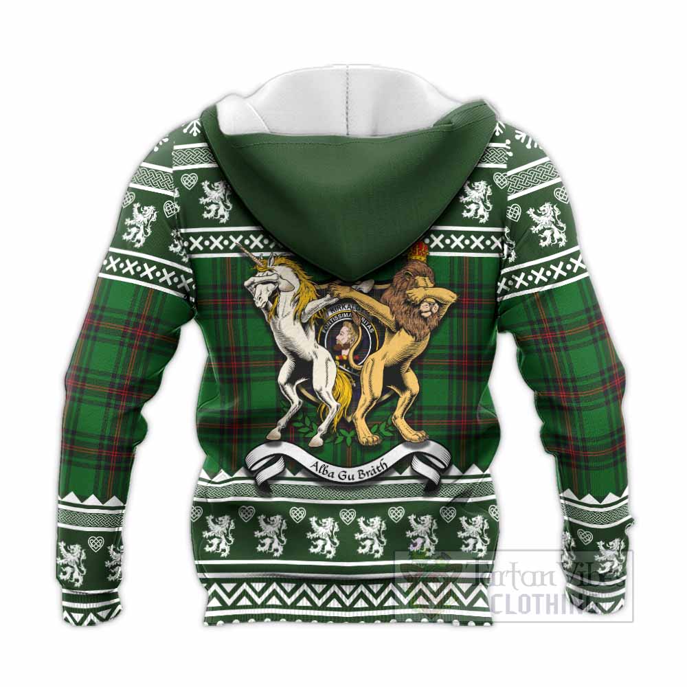 Kirkaldy Clan Tartan Crest Christmas Knitted Hoodie Coat of Arms Funny Style - Tartan Vibes Clothing