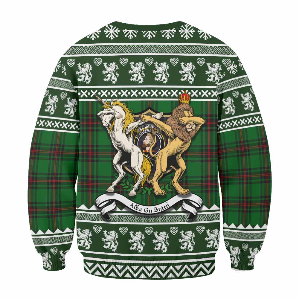 Kirkaldy Clan Tartan Crest Christmas Sweatshirt Coat of Arms Funny Style - Tartan Vibes Clothing