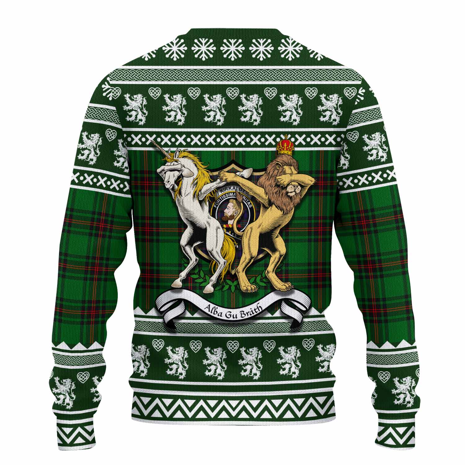 Kirkaldy Clan Tartan Crest Christmas Ugly Sweater Coat of Arms Funny Style - Tartan Vibes Clothing