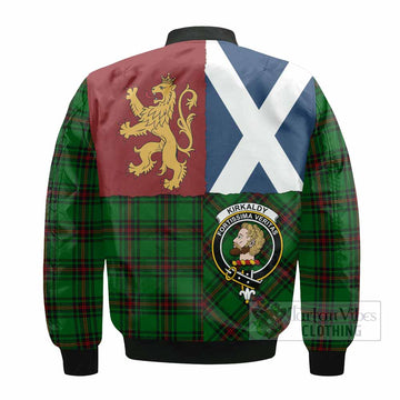 Kirkaldy Crest Tartan Bomber Jacket with Lion Rampant Saltire Style