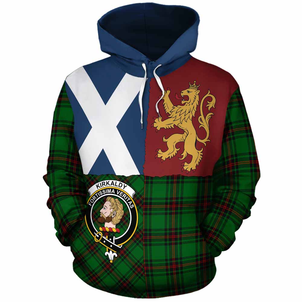 Kirkaldy Crest Tartan Cotton Hoodie with Lion Rampant Saltire Style - Tartan Vibes Clothing