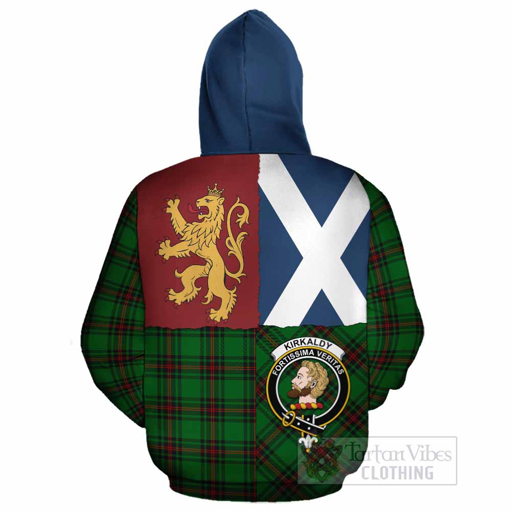 Kirkaldy Crest Tartan Cotton Hoodie with Lion Rampant Saltire Style - Tartan Vibes Clothing