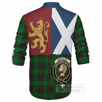 Kirkaldy Crest Tartan Ghillie Shirt with Lion Rampant Saltire Style