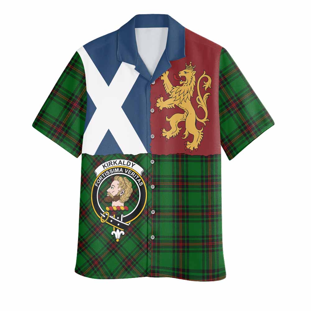 Kirkaldy Crest Tartan Hawaiian Shirt with Lion Rampant Saltire Style