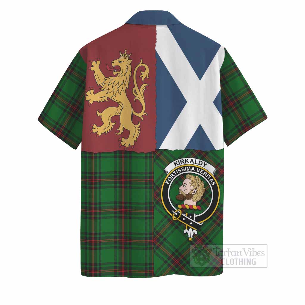 Kirkaldy Crest Tartan Hawaiian Shirt with Lion Rampant Saltire Style