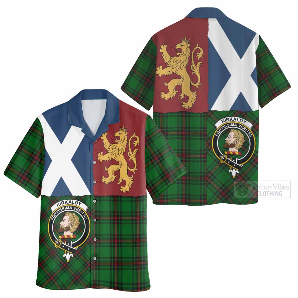 Kirkaldy Crest Tartan Hawaiian Shirt with Lion Rampant Saltire Style