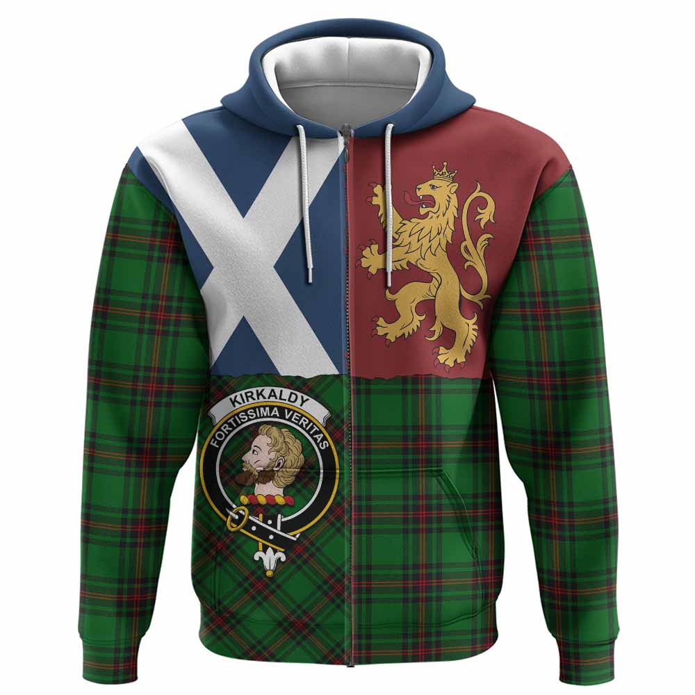 Kirkaldy Crest Tartan Hoodie with Lion Rampant Saltire Style