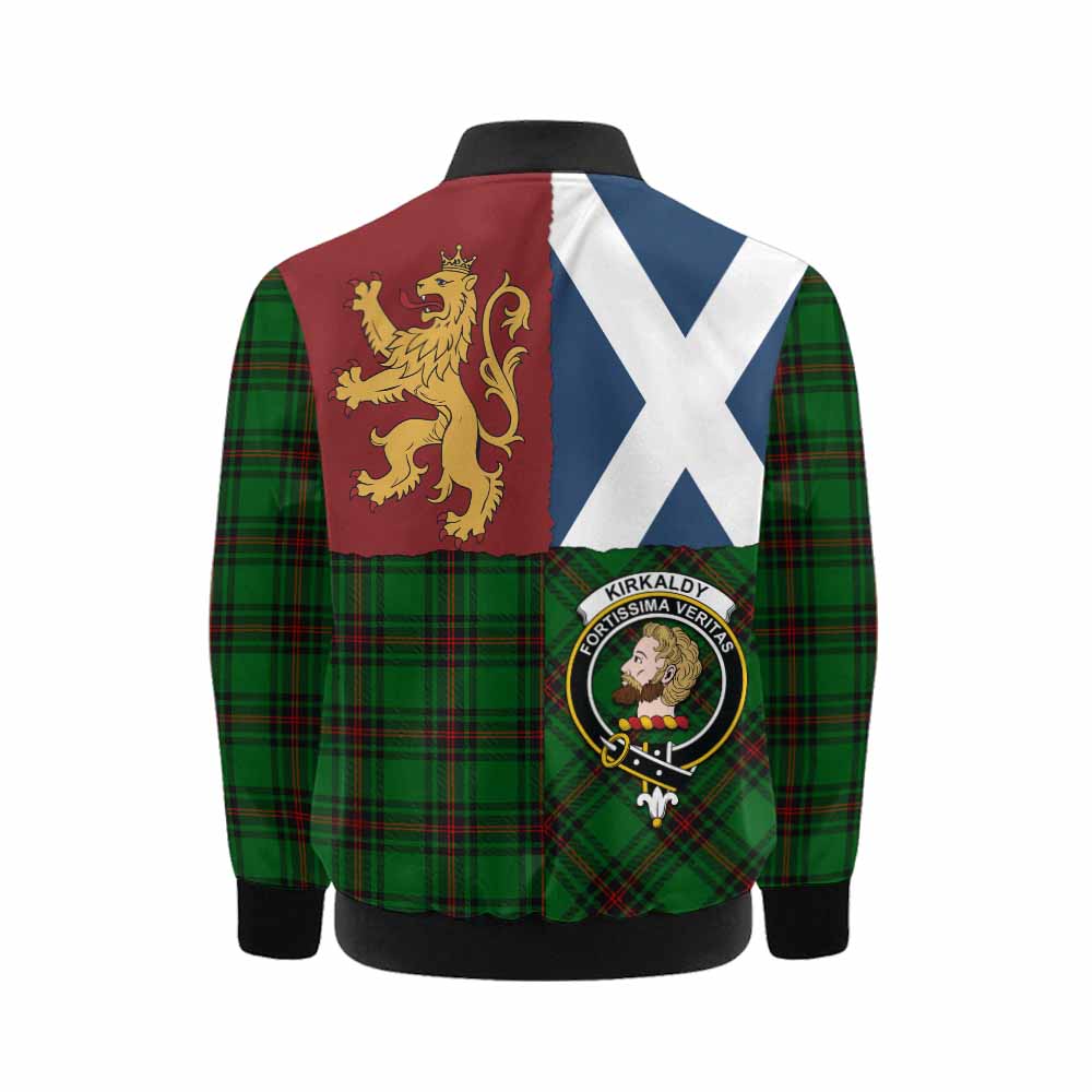 Kirkaldy Crest Tartan Kid Bomber Jacket with Lion Rampant Saltire Style - Tartan Vibes Clothing