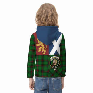 Kirkaldy Crest Tartan Kid Hoodie with Lion Rampant Saltire Style