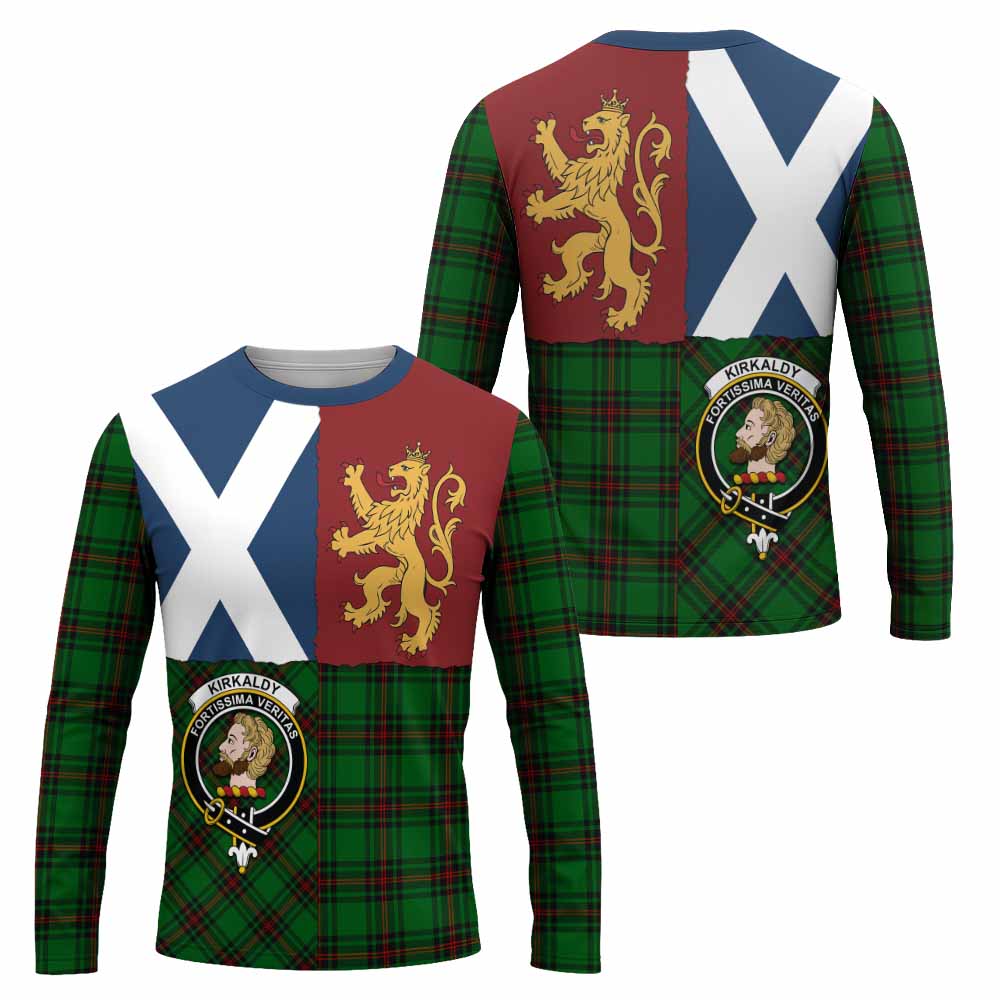 Kirkaldy Crest Tartan Long Sleeve T-Shirt with Lion Rampant Saltire Style