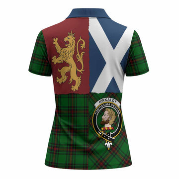 Kirkaldy Crest Tartan Women Polo Shirt with Lion Rampant Saltire Style
