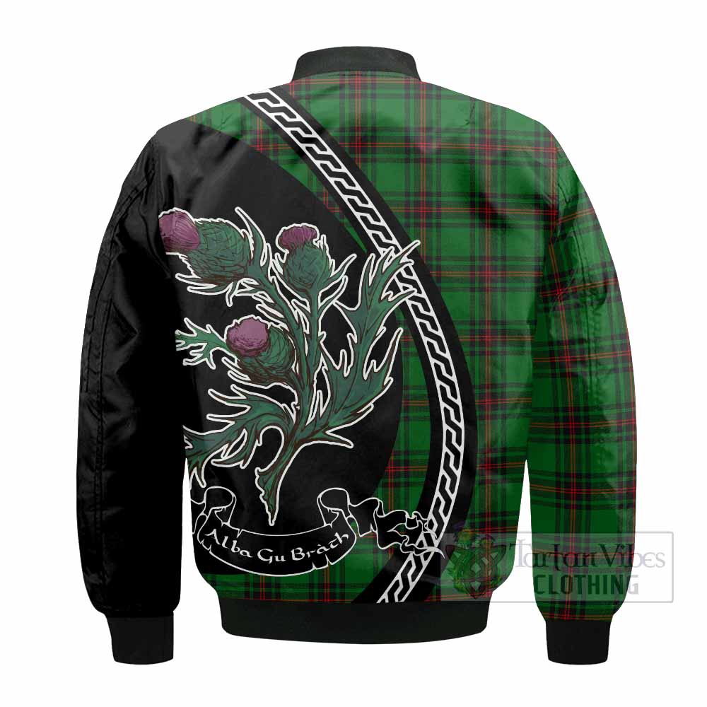 Kirkaldy Family Crest Tartan Bomber Jacket Alba Thistle Inspired - Tartan Vibes Clothing
