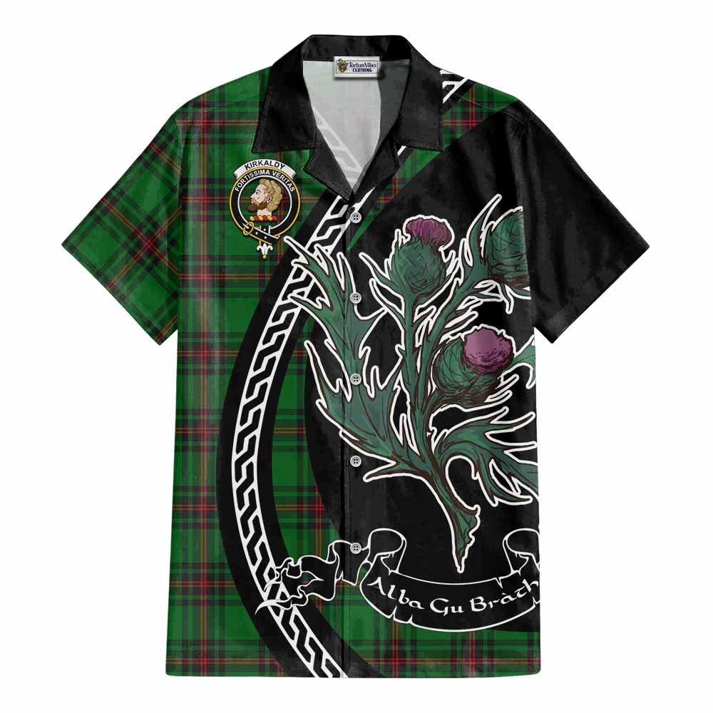 Kirkaldy Family Crest Tartan Cotton Hawaiian Shirt Alba Thistle Inspired - Tartan Vibes Clothing