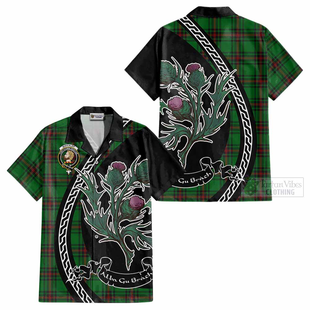 Kirkaldy Family Crest Tartan Cotton Hawaiian Shirt Alba Thistle Inspired - Tartan Vibes Clothing