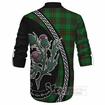 Kirkaldy Family Crest Tartan Ghillie Shirt Alba Thistle Inspired