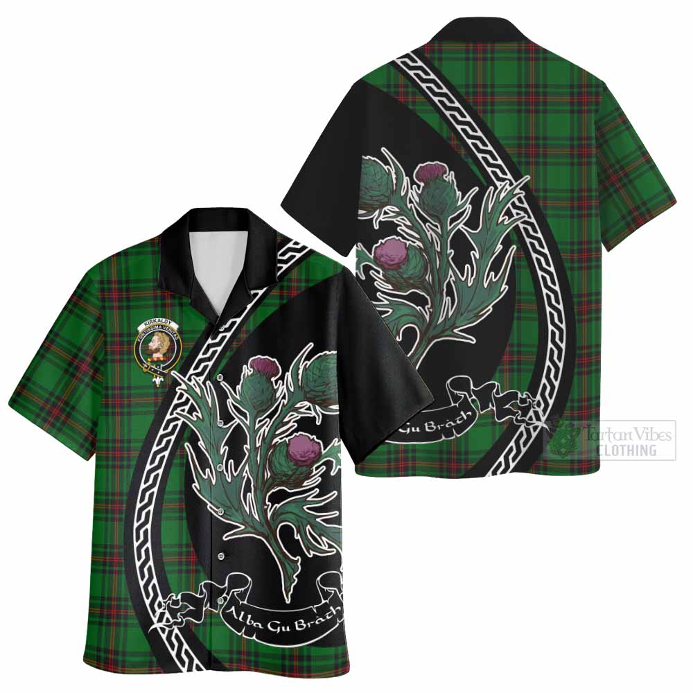 Kirkaldy Family Crest Tartan Hawaiian Shirt Alba Thistle Inspired - Tartan Vibes Clothing