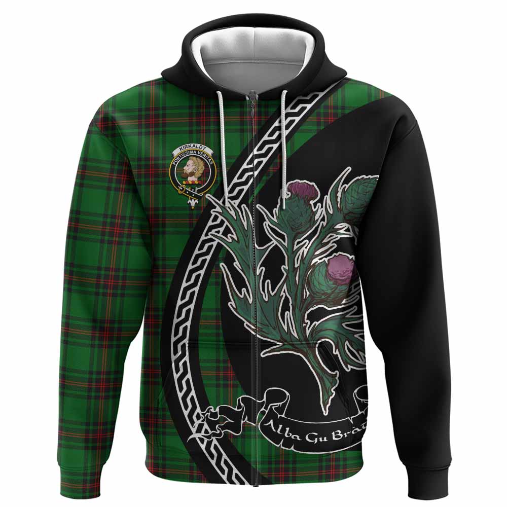 Kirkaldy Family Crest Tartan Hoodie Alba Thistle Inspired - Tartan Vibes Clothing