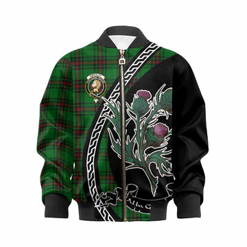 Kirkaldy Family Crest Tartan Kid Bomber Jacket Alba Thistle Inspired - Tartan Vibes Clothing