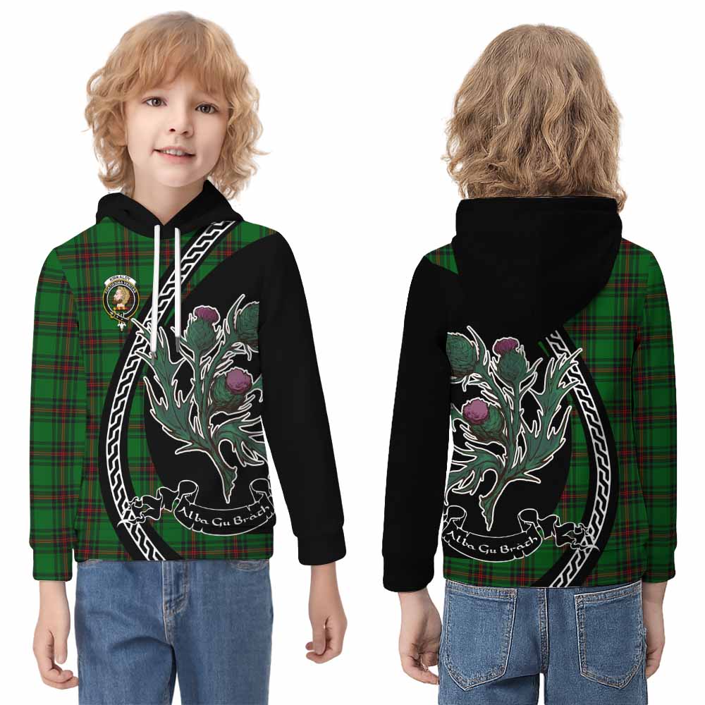 Kirkaldy Family Crest Tartan Kid Hoodie Alba Thistle Inspired - Tartan Vibes Clothing