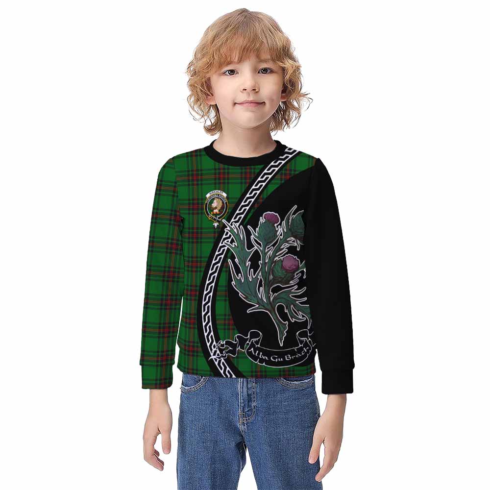 Kirkaldy Family Crest Tartan Kid Knitted Sweatshirt Alba Thistle Inspired - Tartan Vibes Clothing