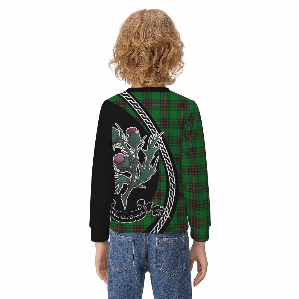 Kirkaldy Family Crest Tartan Kid Knitted Sweatshirt Alba Thistle Inspired - Tartan Vibes Clothing