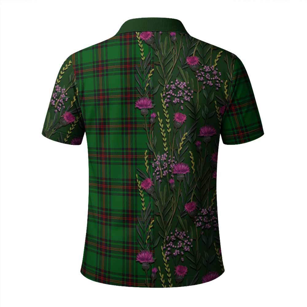 Kirkaldy Family Crest Tartan Polo Shirt Scottish Thistle Flower Pattern Half Style - Tartan Vibes Clothing