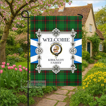 Kirkaldy Family Crest Tartan Welcome Garden Flag Saltire Harmony Style - Tartan Vibes Clothing