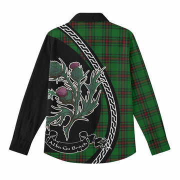 Kirkaldy Family Crest Tartan Women Casual Shirt Alba Thistle Inspired - Tartan Vibes Clothing