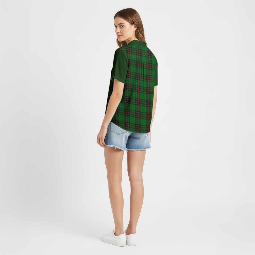 Kirkaldy Tartan Accent Cotton Hawaiian Shirt with Family Crest