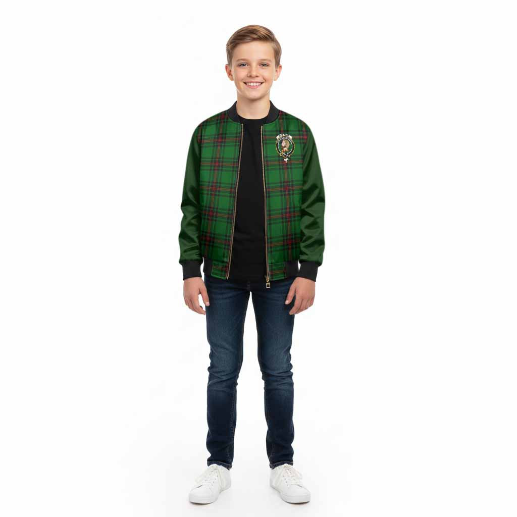 Kirkaldy Tartan Accent Kid Bomber Jacket with Family Crest