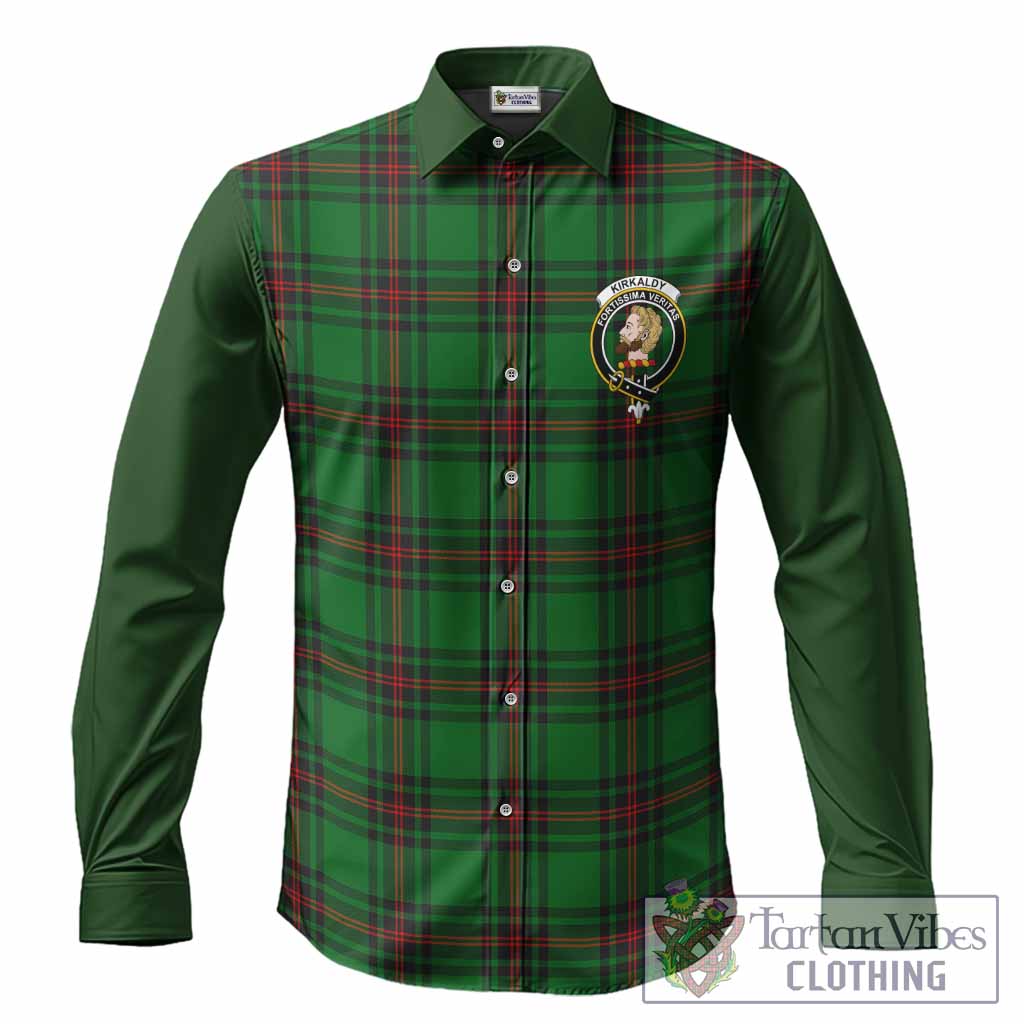 Kirkaldy Tartan Accent Long Sleeve Button Shirts with Family Crest