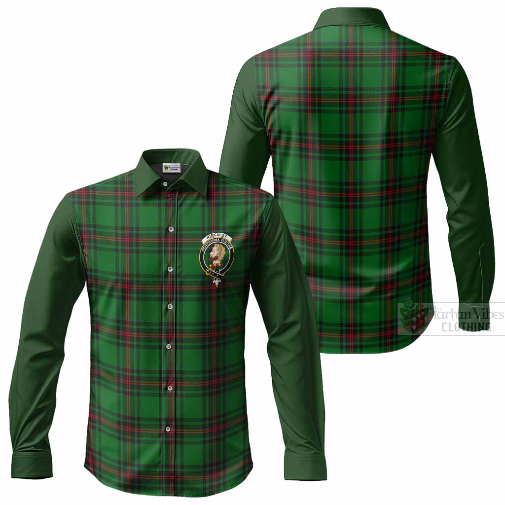 Kirkaldy Tartan Accent Long Sleeve Button Shirts with Family Crest