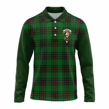 Kirkaldy Tartan Accent Long Sleeve Polo Shirt with Family Crest