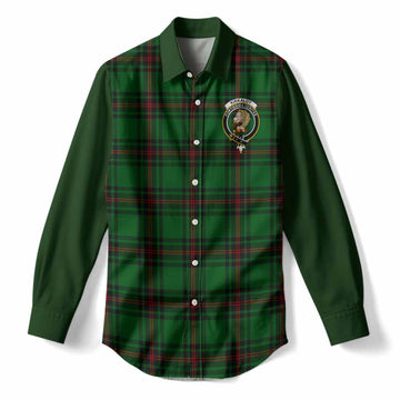 Kirkaldy Tartan Accent Women Casual Shirt with Family Crest