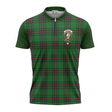 Kirkaldy Tartan Accent Zipper Polo Shirt with Family Crest