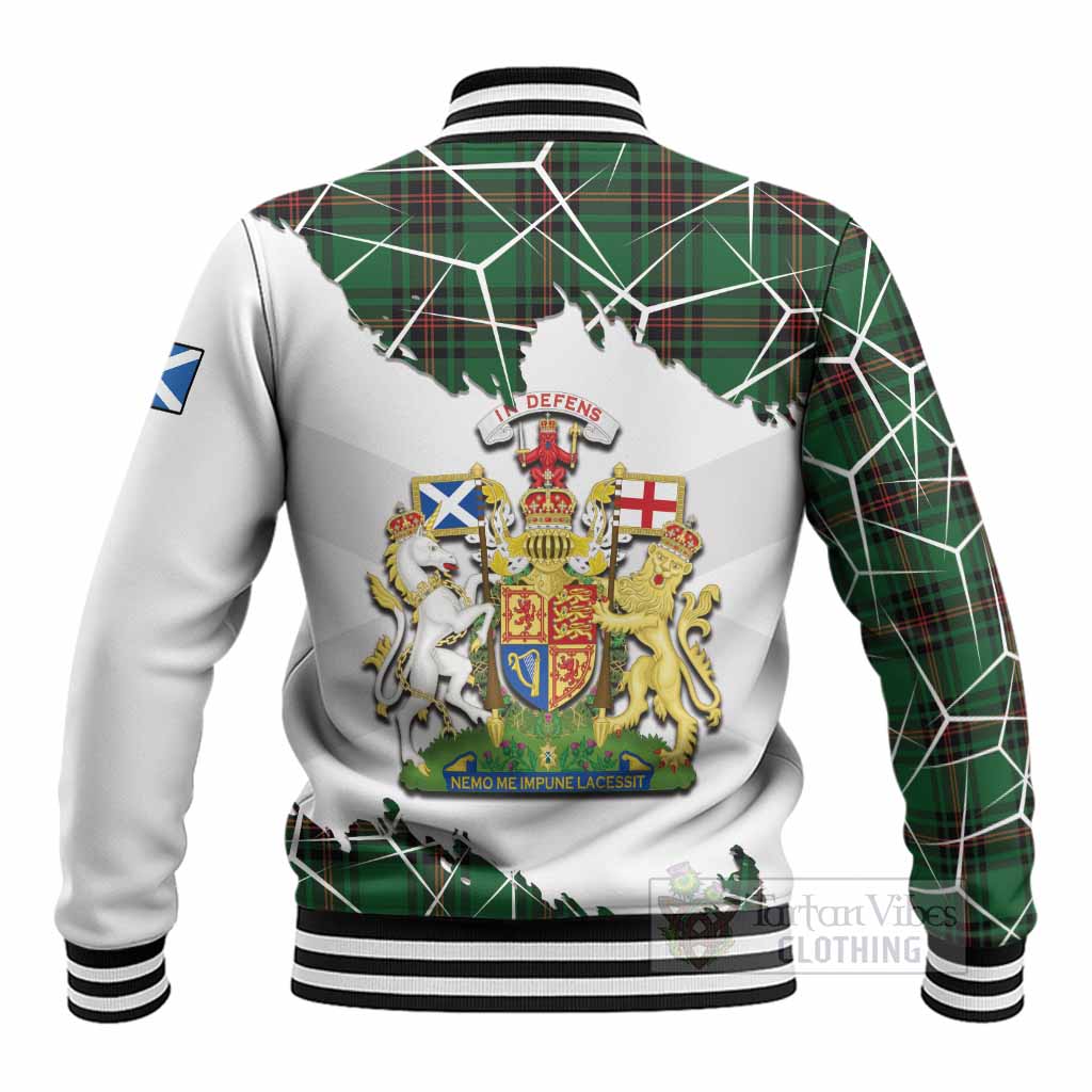 Kirkaldy Tartan Baseball Jacket with Family Crest and Lion Rampant Grunge Style